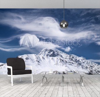 Picture of High mountain range and sky with clouds Natural landscape
